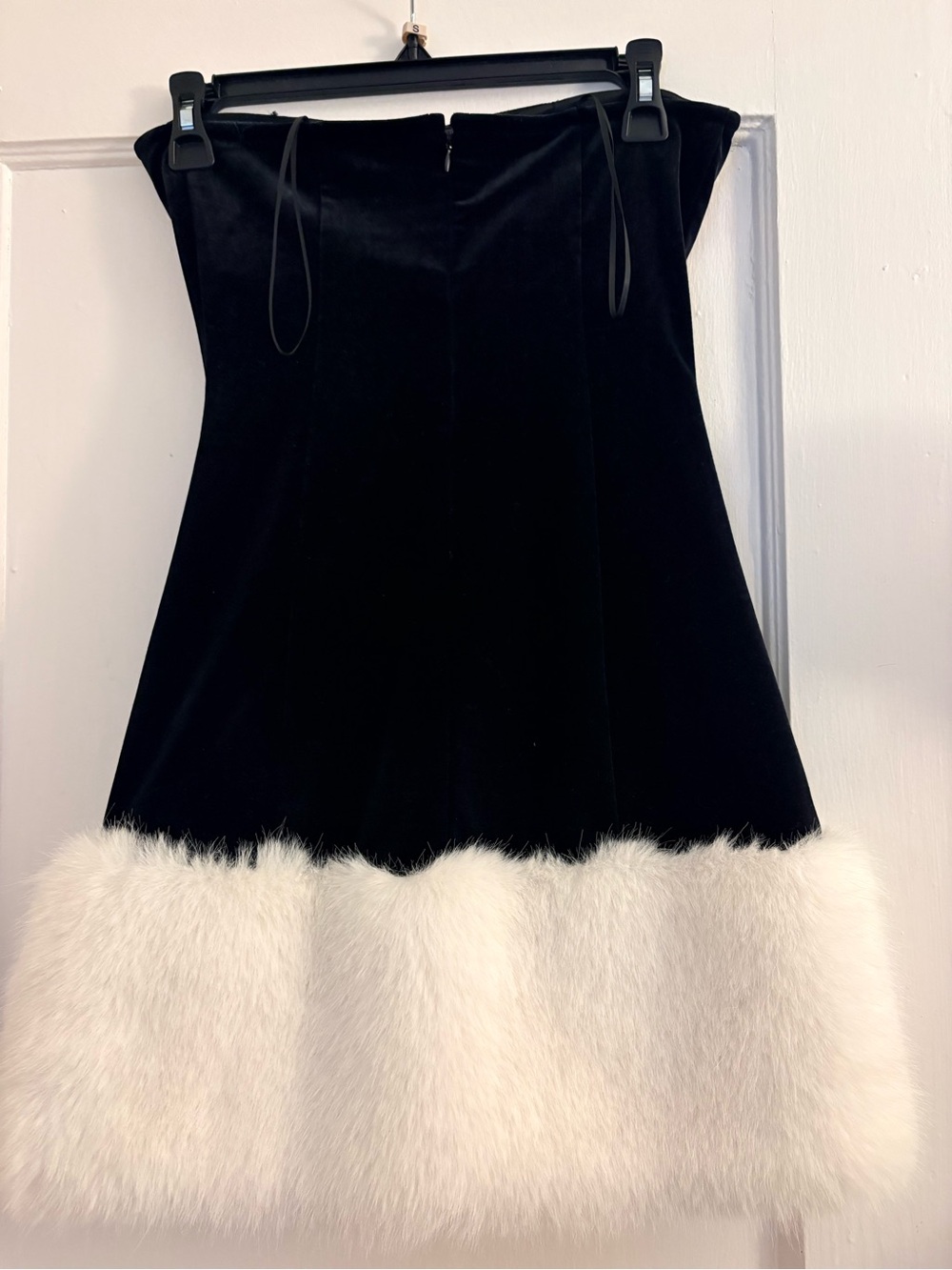 jcpenney Black Velvet Mini Dress with White Faux Fur Trim